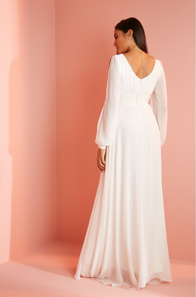 Vestido branco sale longo esvoaçante