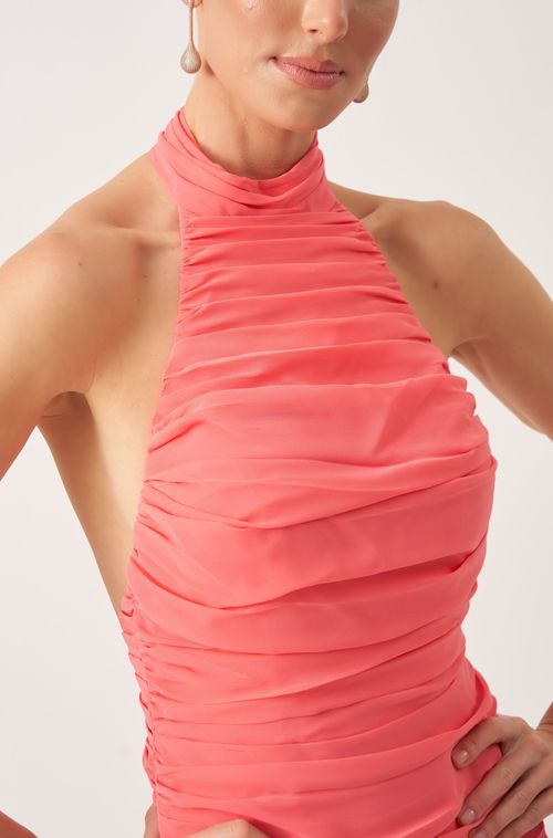 Vestido Longo Mayara Coral - Hover