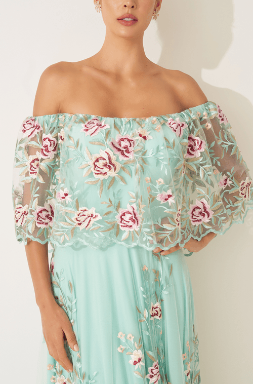 Vestido Longo Cristina Verde Agua - Hover