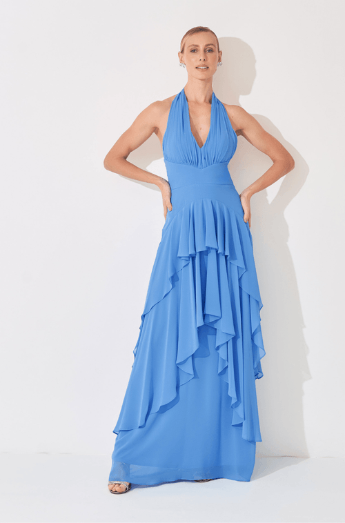 Vestido Longo Ameerah Azul Celeste