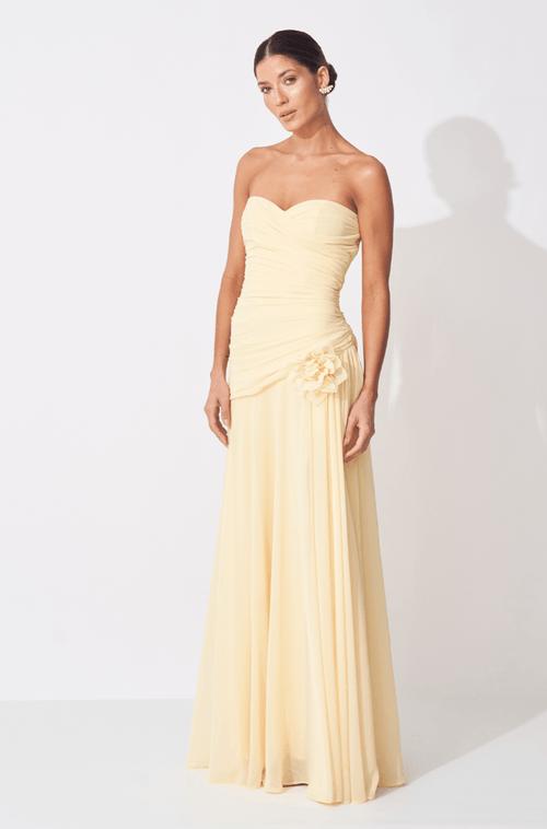 Vestido Longo Clarissa Amarelo Manteiga