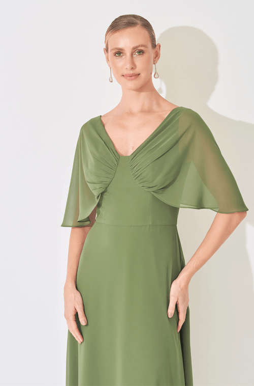 Vestido Midi Alma Verde Oliva - Hover