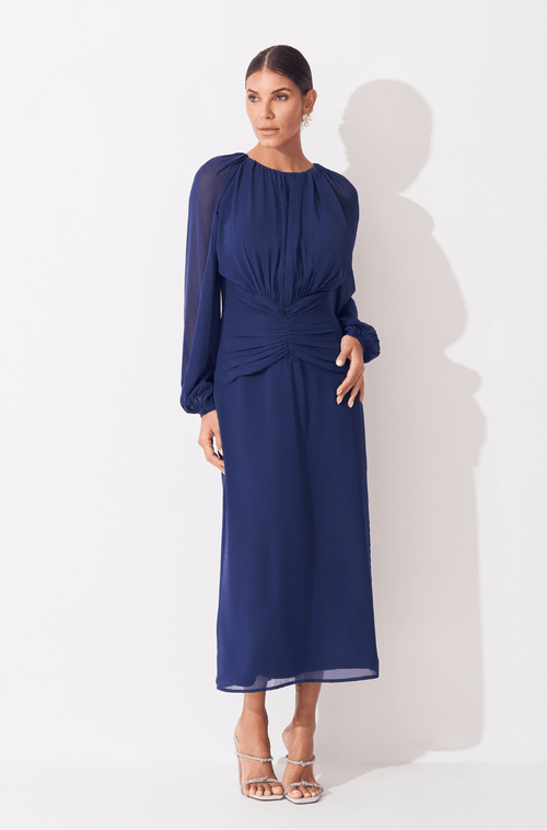Vestido Midi Suzana Azul Marinho