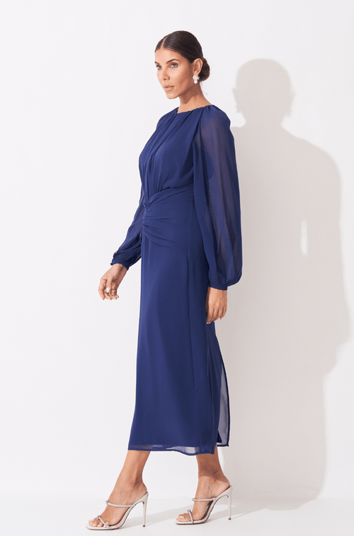 Vestido Midi Suzana Azul Marinho - Hover