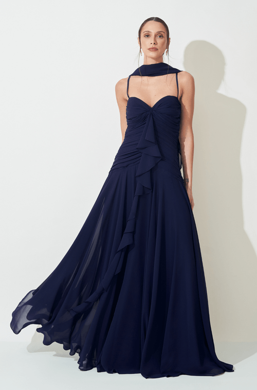 Vestido Longo Luana Azul Marinho