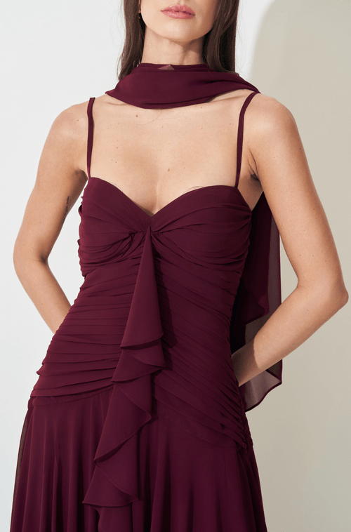 Vestido Longo Luana Bordo - Hover