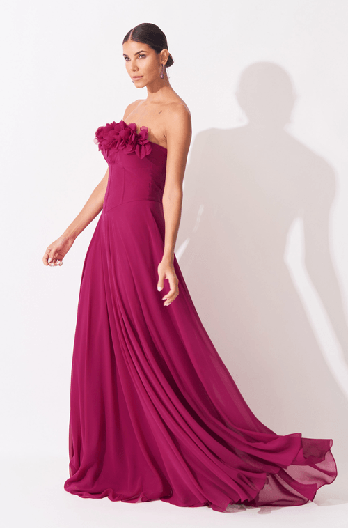 Vestido Longo Begonia Magenta - Hover