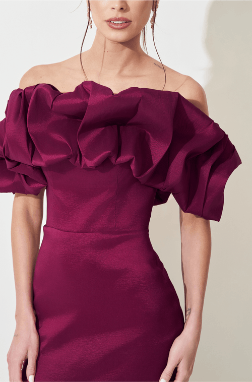 Vestido Longo Sabrine Cereja - Hover