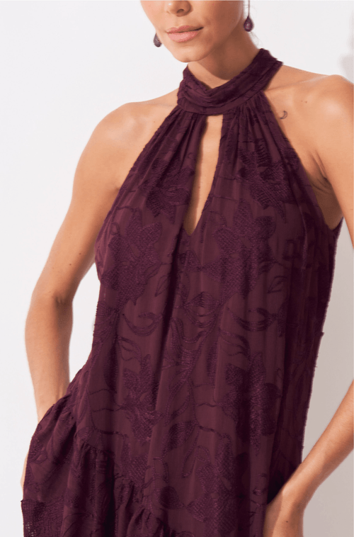 Vestido Longo Isabele Vinho - Hover