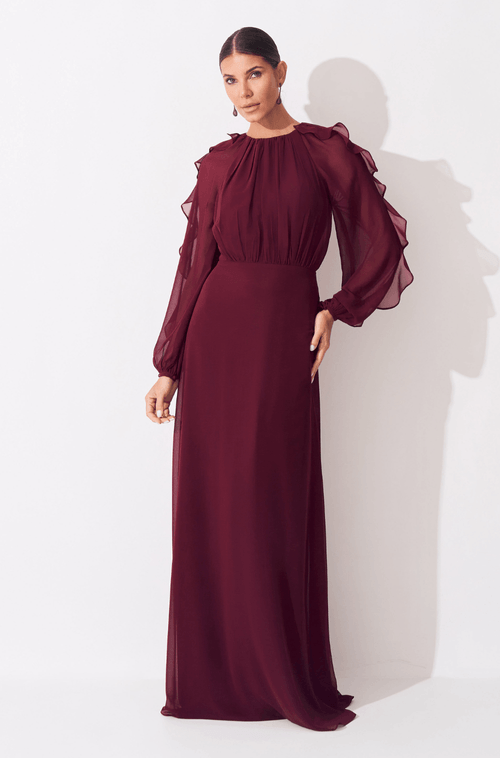 Vestido Longo Odete Bordo
