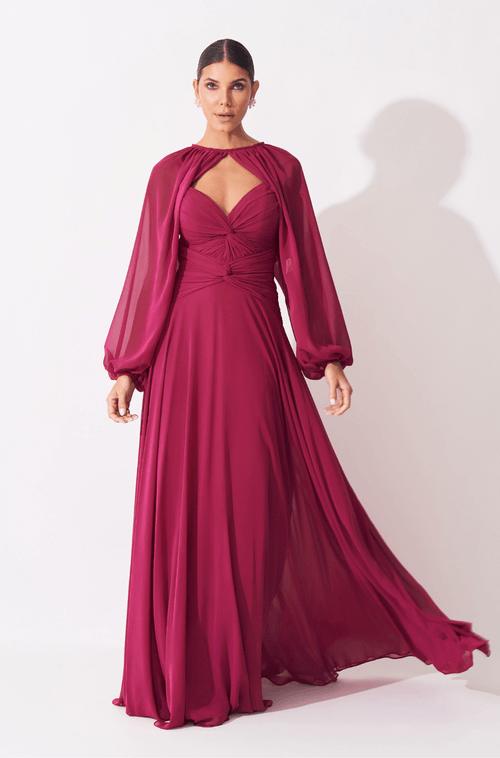 Vestido Longo Tamara Rosa Escuro