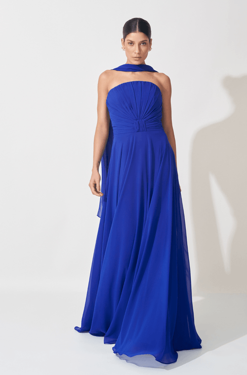 Vestido Longo Loreta Azul Bic