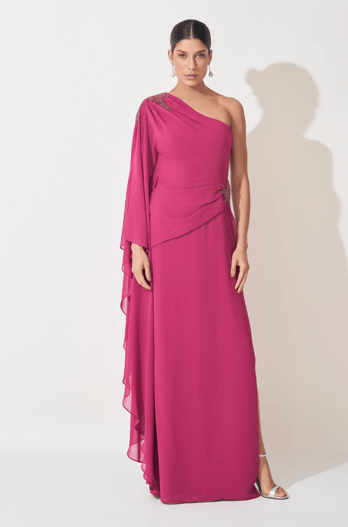 Vestido Longo Janine Rosa Escuro