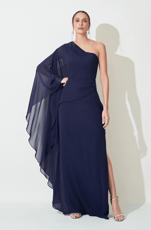 Vestido Longo Janine Azul Marinho