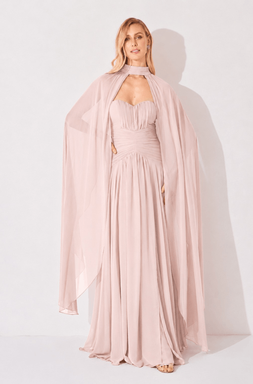 Vestido Longo Dominique Rosa Claro