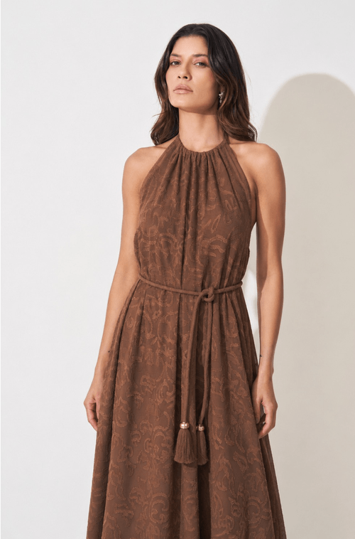Vestido Midi Jessica Marrom - Hover