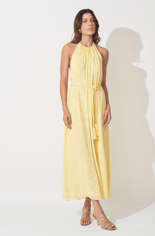 Vestido Midi Jessica Amarelo Manteiga