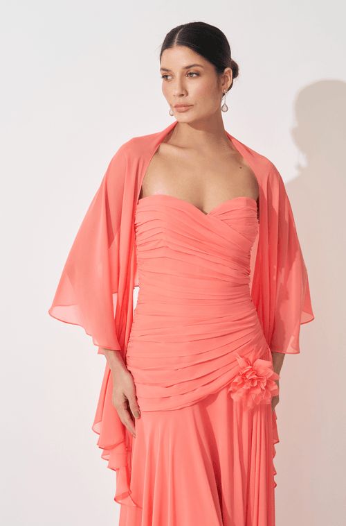 Vestido Longo Clarissa Coral - Hover