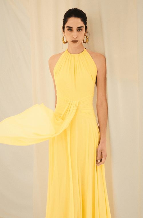 Vestido Longo Antonela Amarelo Manteiga - Hover