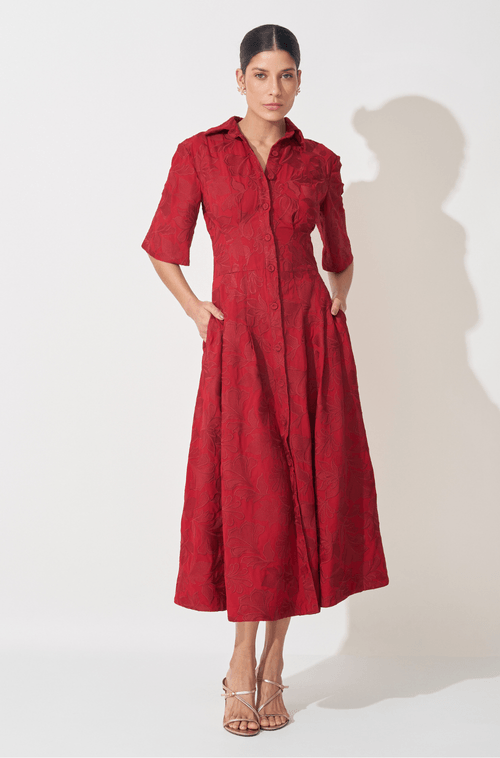 Vestido Midi Violeta Vermelho