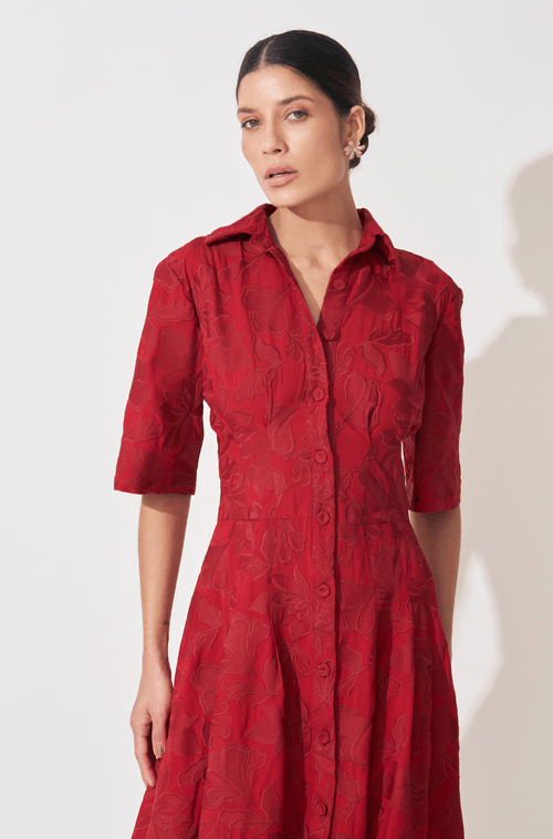 Vestido Midi Violeta Vermelho - Hover
