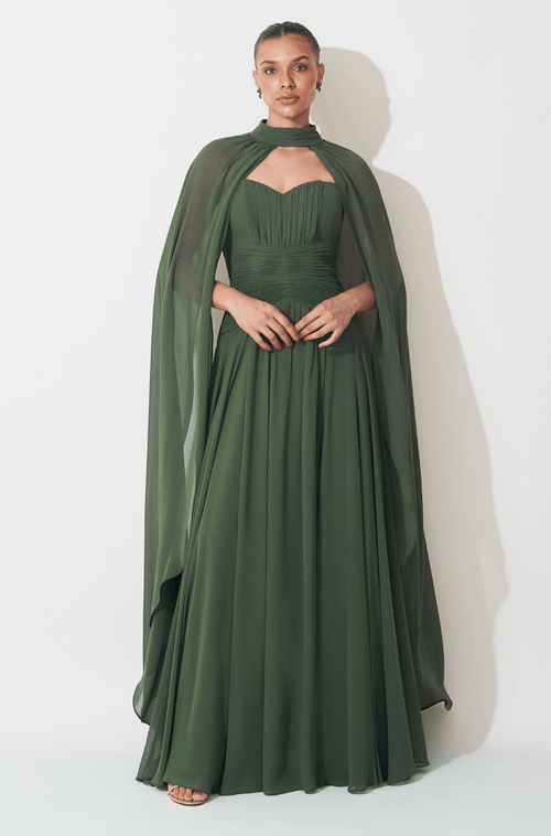 Vestido Longo Dominique Verde Oliva
