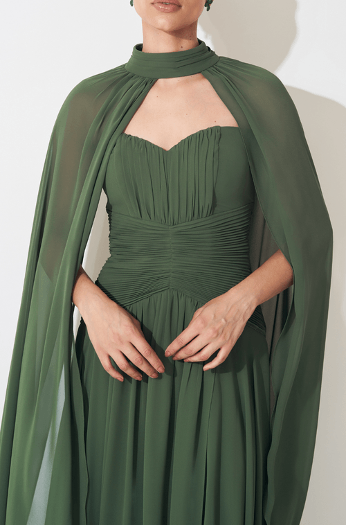 Vestido Longo Dominique Verde Oliva - Hover