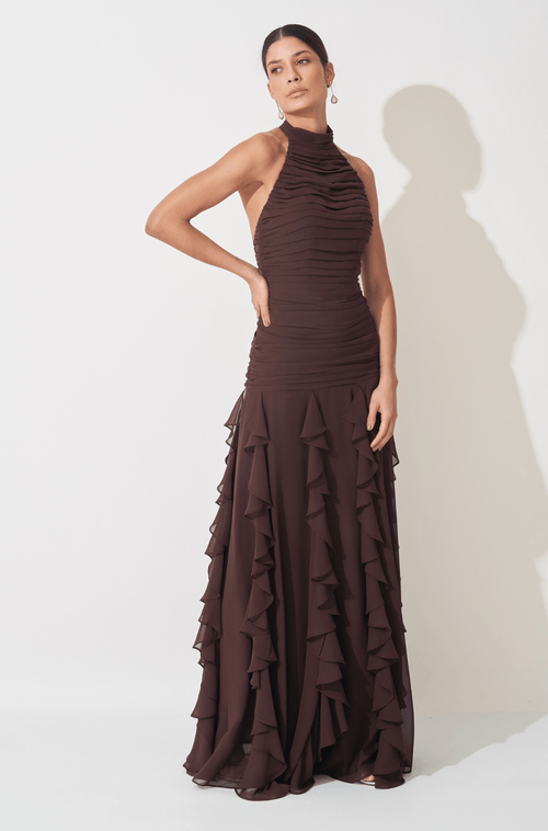 Vestido Longo Mayara Marrom Cafe