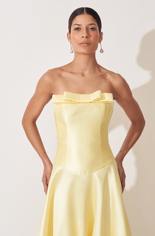 Vestido Longo Livia Amarelo Manteiga - Hover