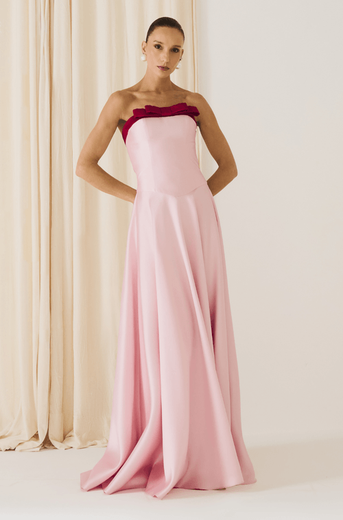 Vestido Longo Livia Rosa Com Magenta