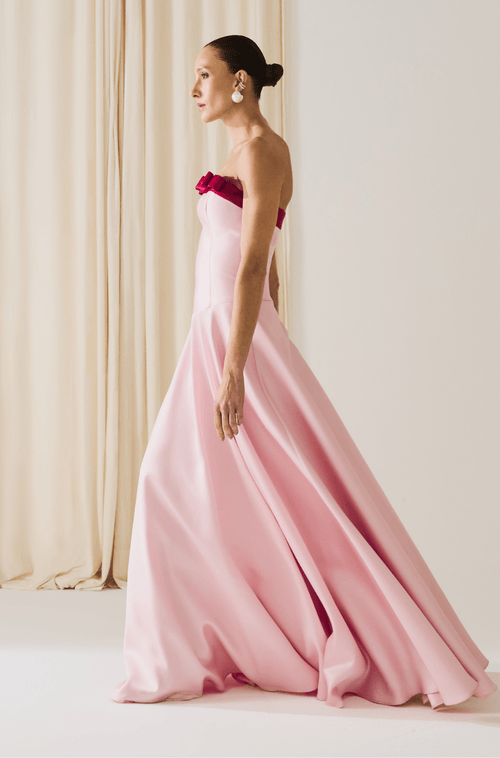 Vestido Longo Livia Rosa Com Magenta - Hover