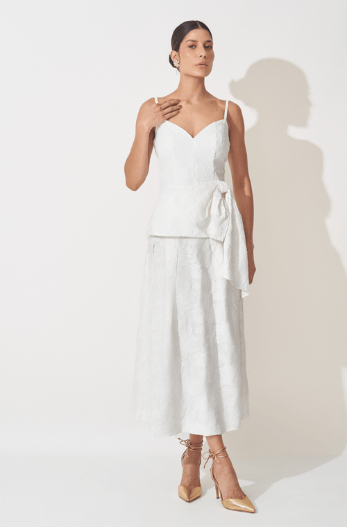 Saia Midi Eleonora Branco - Hover
