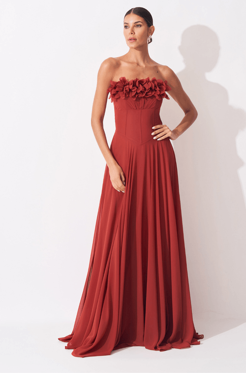 Vestido Longo Begonia Terracota
