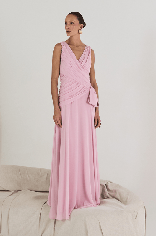 Vestido Longo Anastacia Rosa Claro