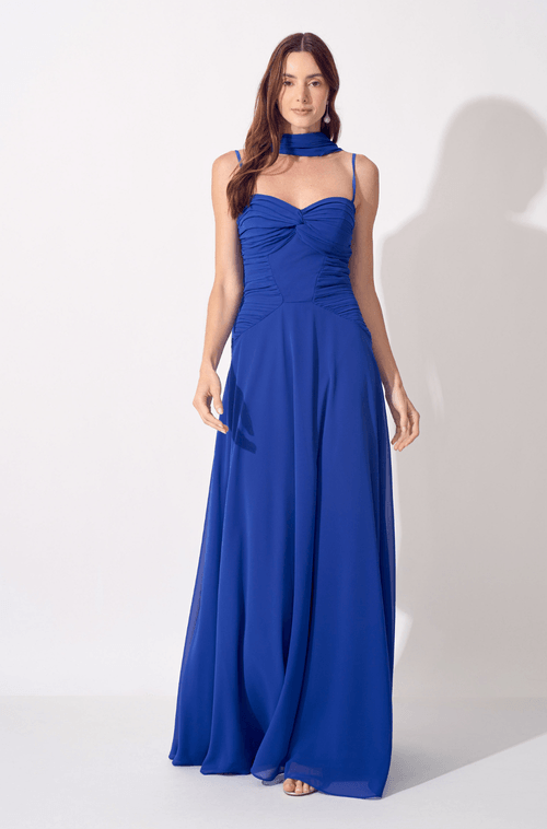 Vestido Longo Babi Azul Bic