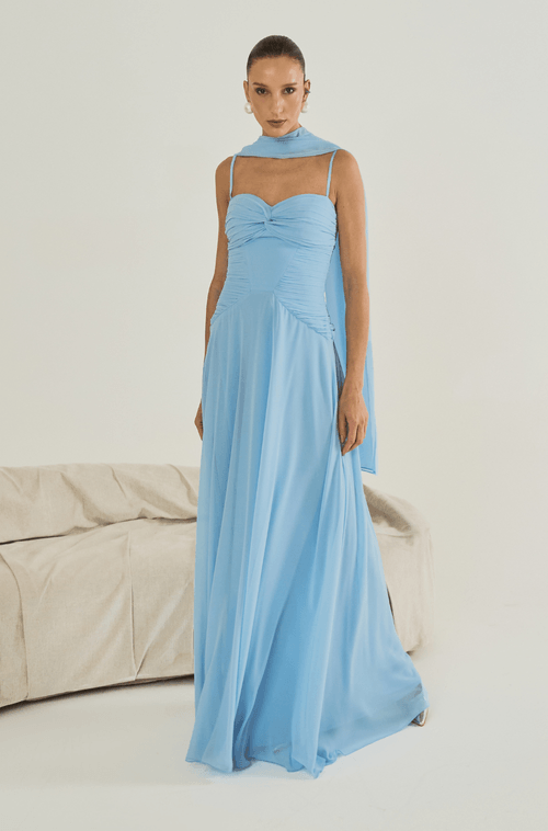 Vestido Longo Babi Azul Serenity