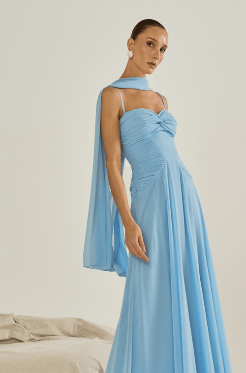 Vestido Longo Babi Azul Serenity - Hover